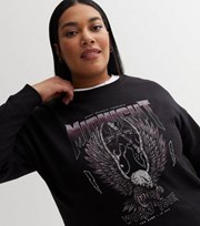 New Look Curves Black Midnight Eagle Logo Sweatshirt
